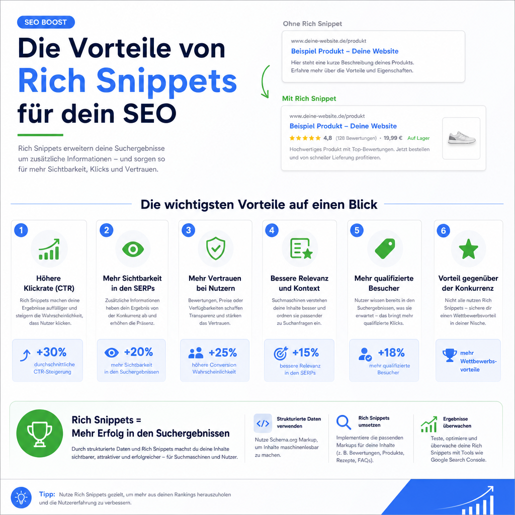 Infografik über die Vorteile von Rich Snippets